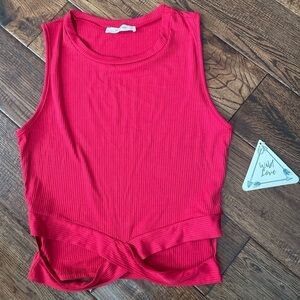 Wild Love Ribbed Red Cutout Cropped Tank Top